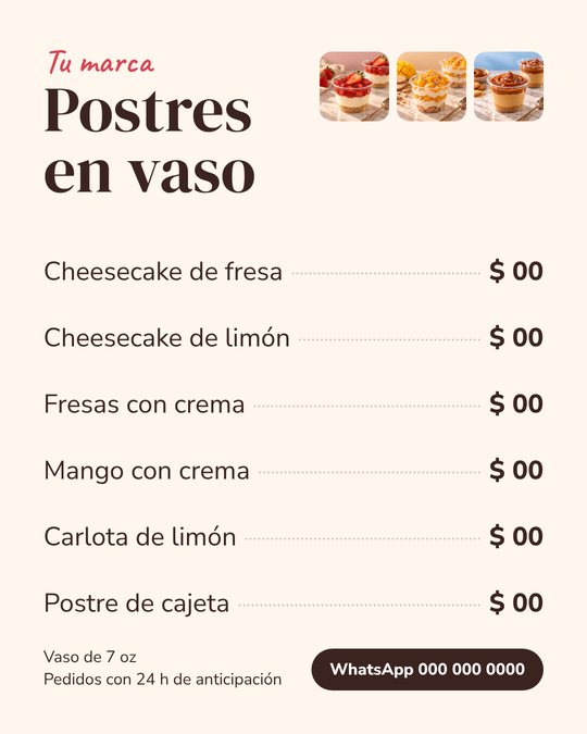 Menú editable modelo 1