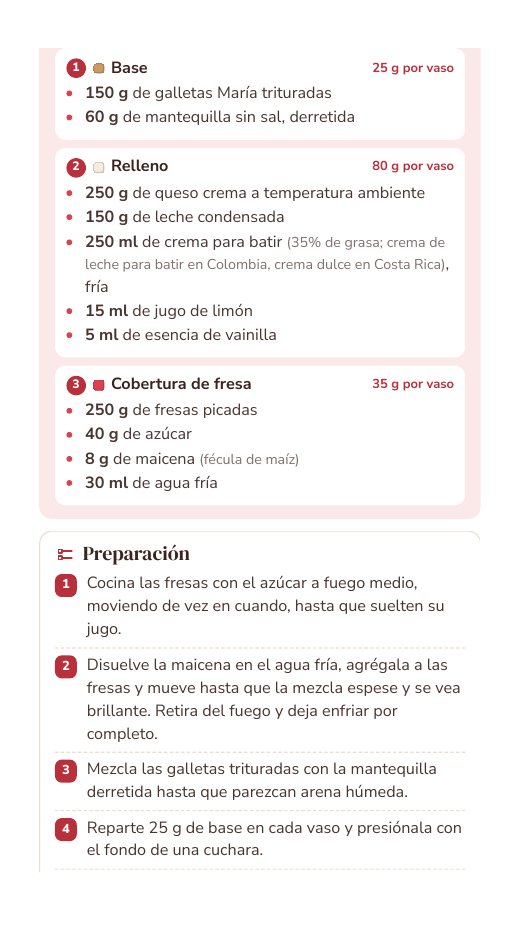 Ingredientes por capa